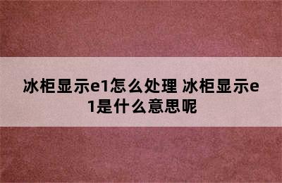 冰柜显示e1怎么处理 冰柜显示e1是什么意思呢